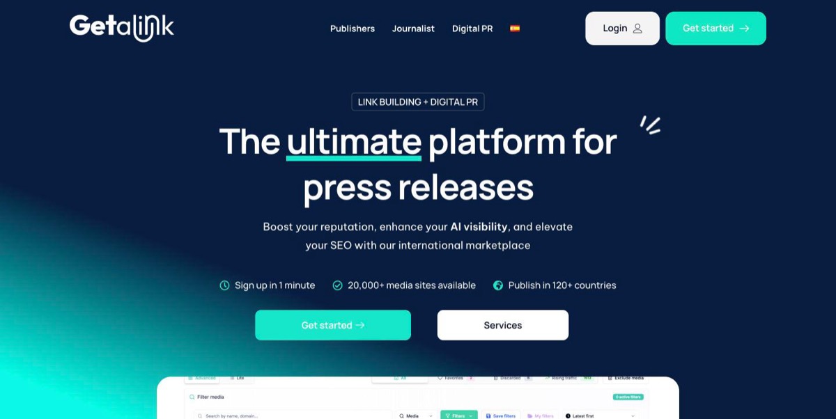 Getalink homepage